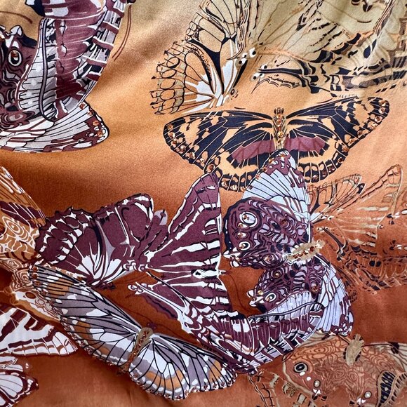 ABS Allen Schwartz Y2k 100% Silk Butterfly Print Long Sequins Skirt Size 2 NWT - Picture 7 of 12